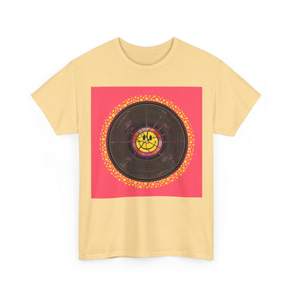 Vinyl Smiley Rave T-Shirt – Retro Acid House Record Tee (Gildan 5000)