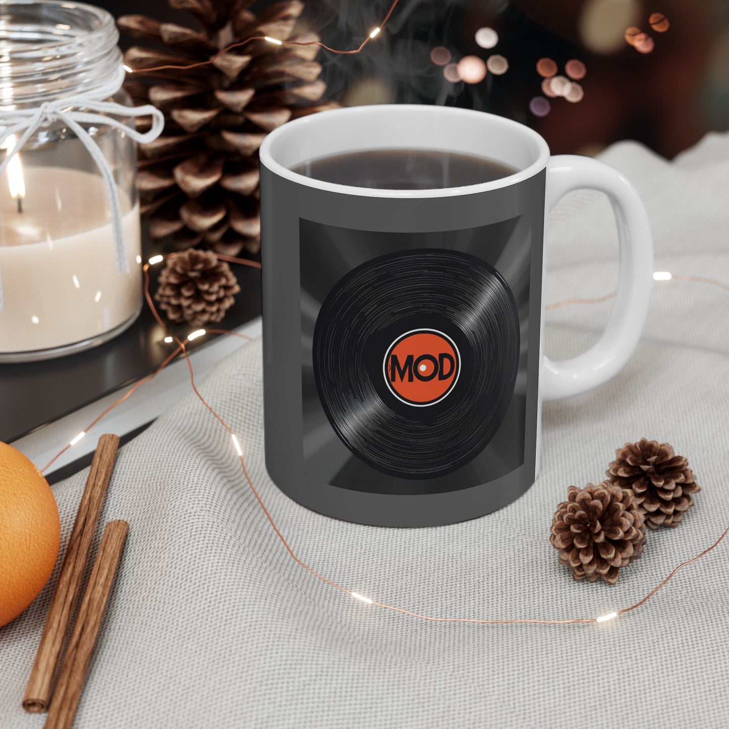 Mod Vinyl Record Coffee Mug, Unique Gift for Music Lovers, Retro Mug for Home, Perfect for Birthdays, Holidays, Collectibles