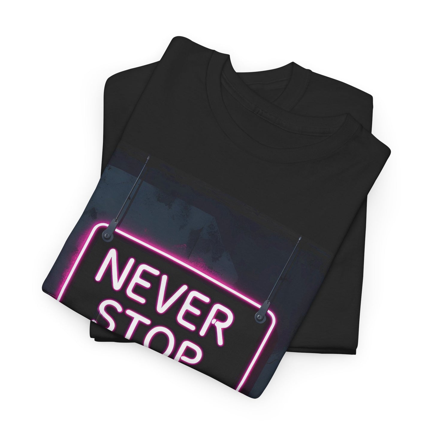 Never Stop Moving T-Shirt – Motivational Neon Tee – Black