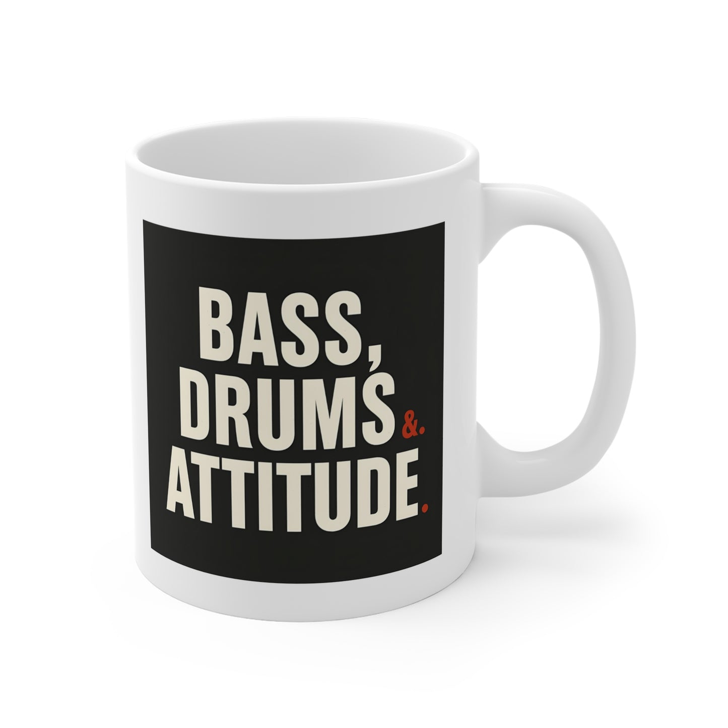 Bass, Drums & Attitude Mug | Music Lover Coffee Cup, Gift for Musicians, Drum Enthusiast, Band Member Coffee Mug, Cool Music Quote