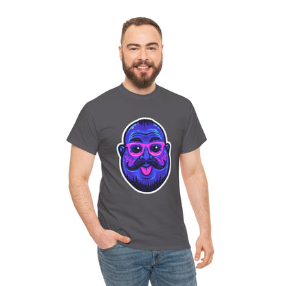 Neon Bearded Face Graphic T-Shirt – Gildan 5000 Heavyweight Cotton