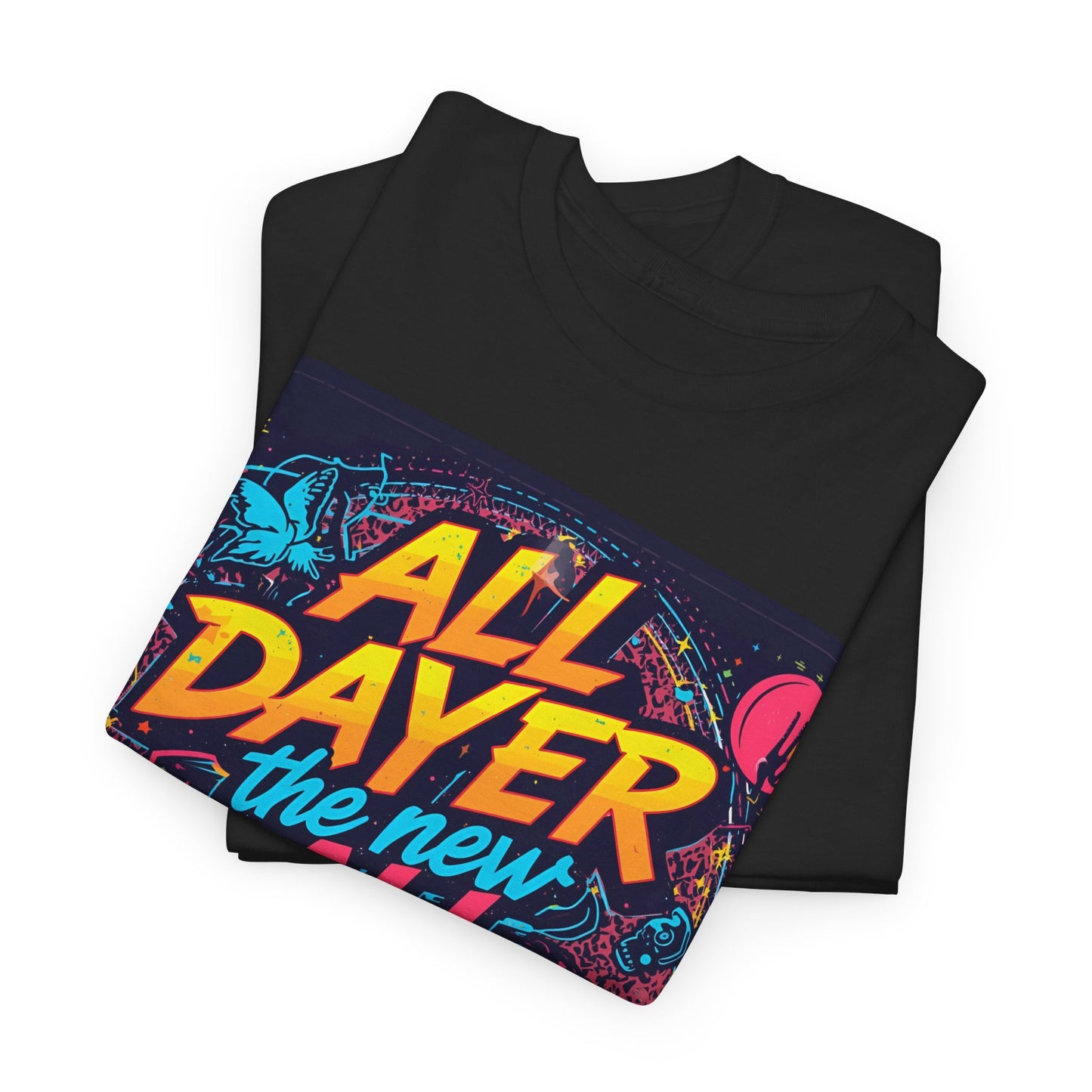 All Dayer All Nighter T-Shirt – Retro Rave Neon Graphic Tee (Gildan 5000)