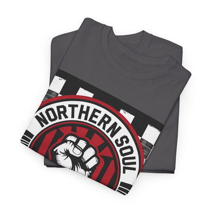 Northern Soul Nation T-Shirt – Mod Checkered & Fist Design – Charcoal