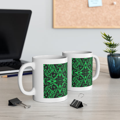 Gothic Green Mandala Mug, Spiritual Coffee Cup, Unique Gift for Tea Lovers, Halloween Decor, Artistic Drinkware
