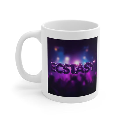 Ecstasy 11oz White Mug | Perfect for Parties, Coffee Lovers, Cafe Decor, Motivational Gift, Music Events