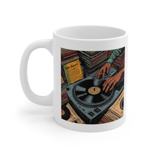 Retro Vinyl DJ Mug, Vintage Music Lover Gift, Coffee Cup for DJs, Record Player Mug, Musician's Coffee Mug