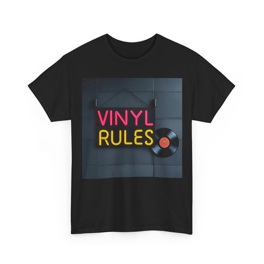 Vinyl Rules T-Shirt – Record Collector & Neon Wear – Black