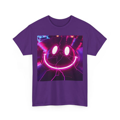 Neon Smiley Rave T-Shirt – Cracked Vinyl Acid House Tee (Gildan 5000)