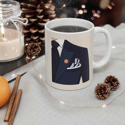 Stylish Business Mug, Professional Coffee Cup, Office Mug Gift, Elegant Mug for Him, Suit Design Tea Mug