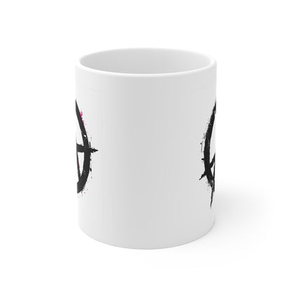 Rebellious Anarchy Mug | 11oz White Coffee Cup for Punk Lovers | Gift for Friends, Unique Collectible, Alternative Style Mug