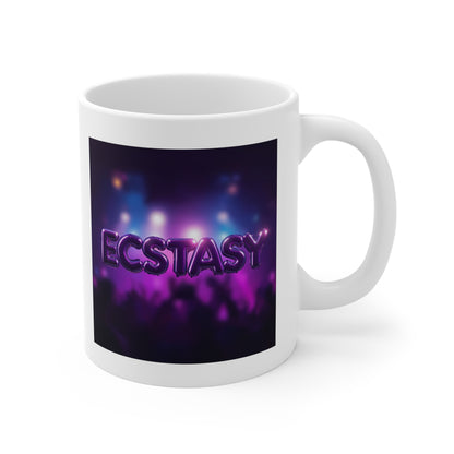 Ecstasy 11oz White Mug | Perfect for Parties, Coffee Lovers, Cafe Decor, Motivational Gift, Music Events