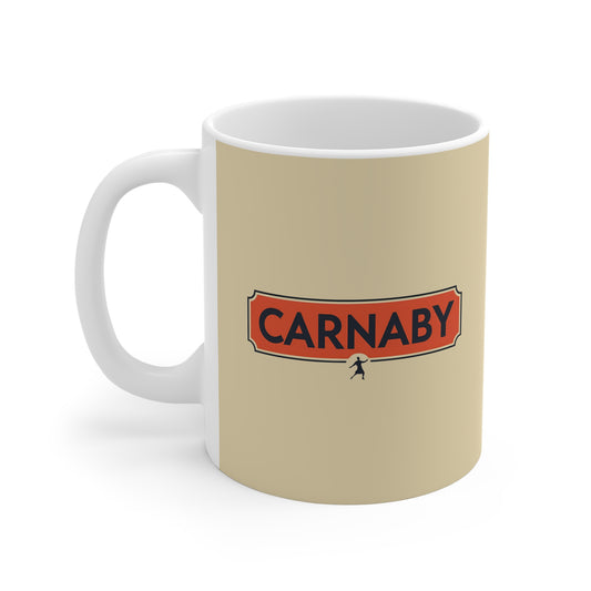 Carnaby Vintage-Inspired 11oz White Mug, Retro Coffee Cup, Gift for Tea Lovers, Home Decor, Unique Drinkware, Perfect for Birthdays