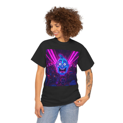 Neon Rave Cartoon Face T-Shirt – EDM Party Vibes Tee (Gildan 5000)