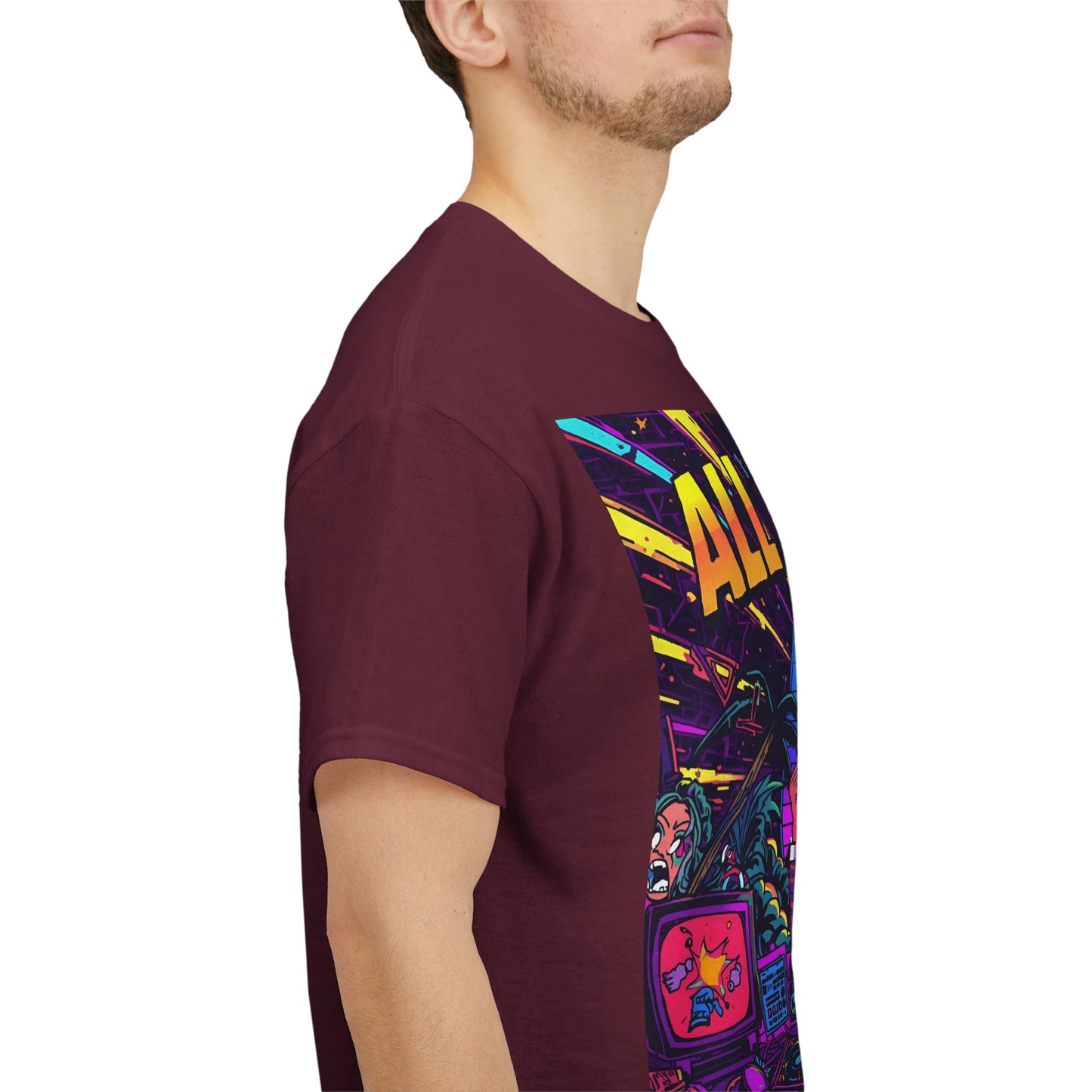 All Dayer Neon DJ Rave T-Shirt – Retro Party Graphic Tee (Gildan 5000)