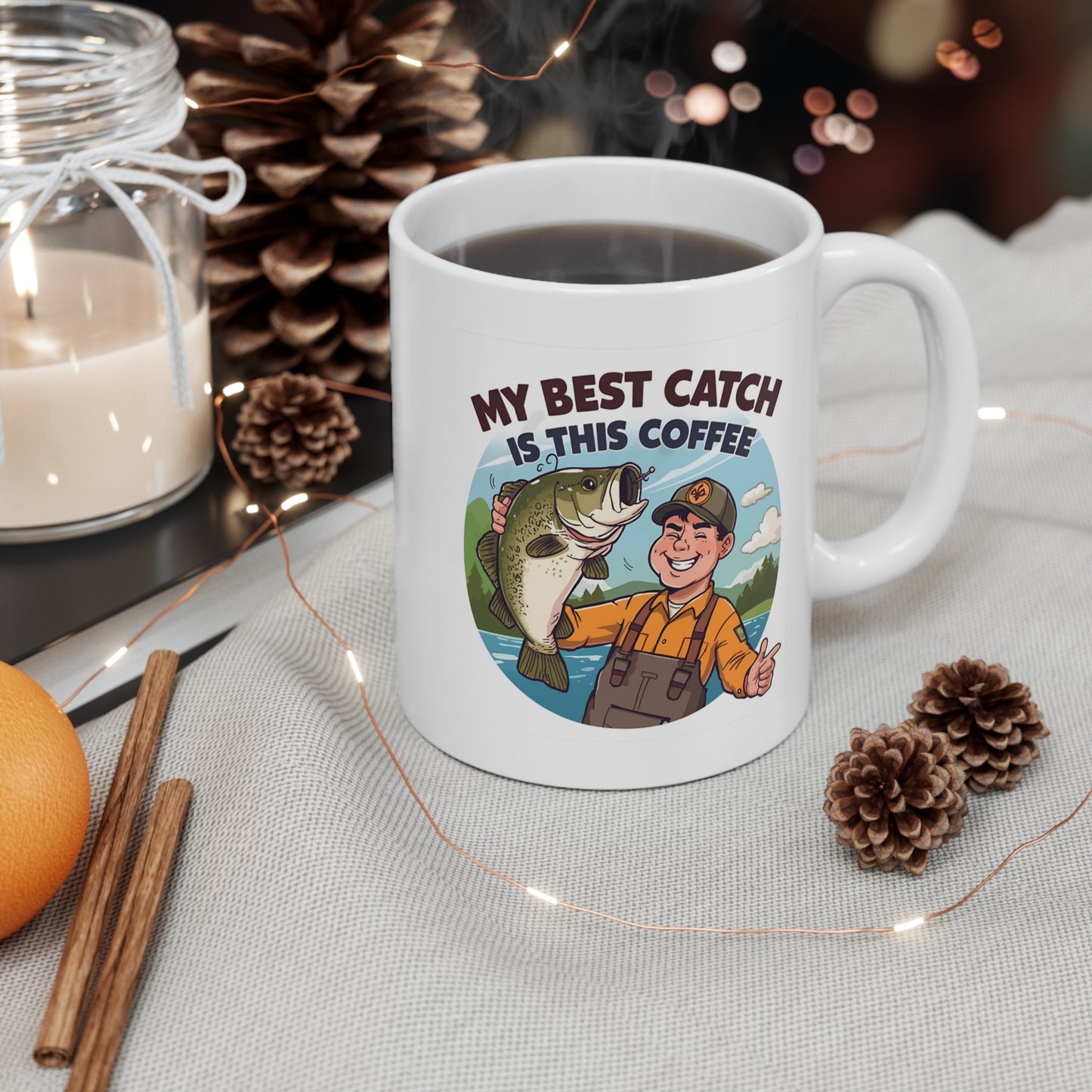 Funny Mug for Fishermen & Anglers | "My Best Catch Is This Coffee"
