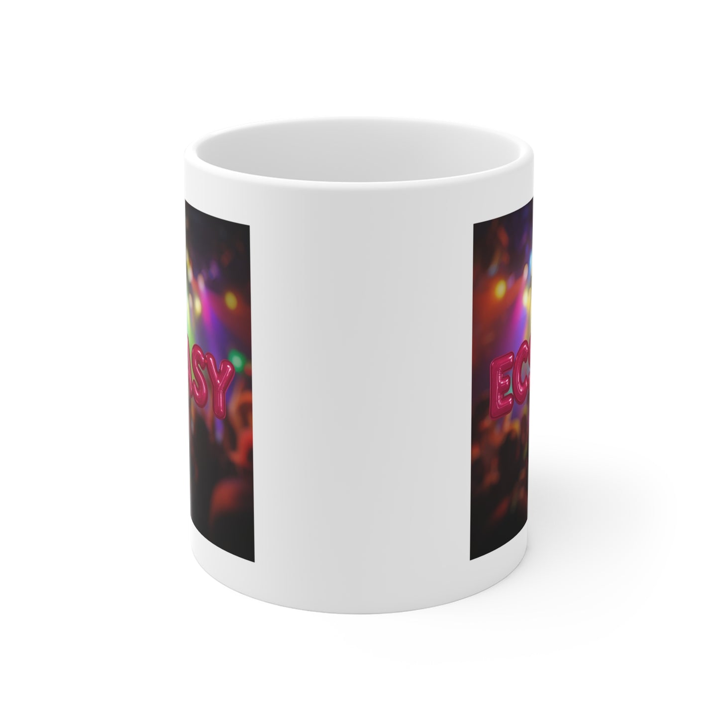 Ecstasy Party Mug | Fun Coffee Cup for Music Lovers, Festival Gift, Colorful Drinkware, Unique Student Present, Party Favor