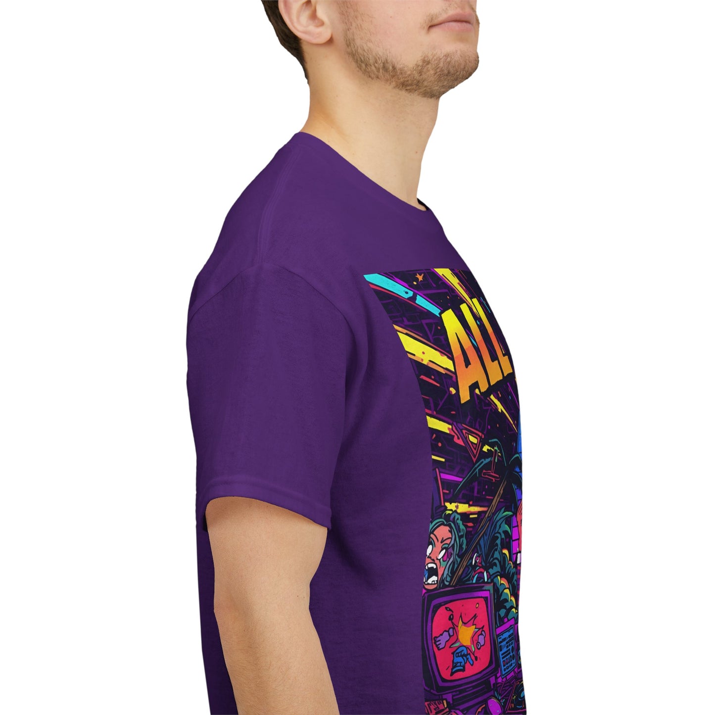 All Dayer Neon DJ Rave T-Shirt – Retro Party Graphic Tee (Gildan 5000)
